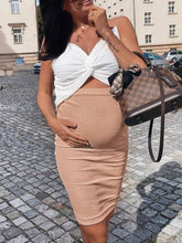 Load image into Gallery viewer, V-neck Suspender Top and Skirt Maternity Suit
