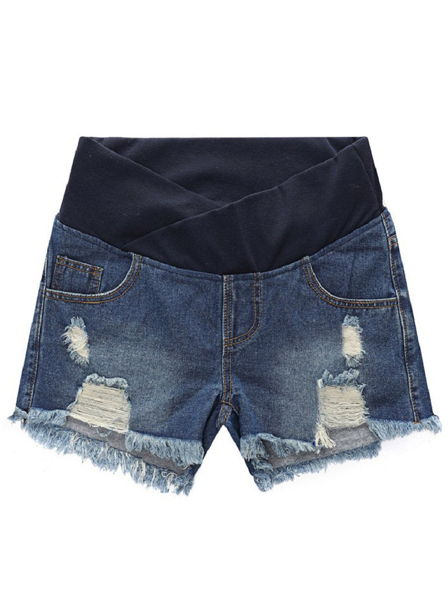 Maternity Seamless Slim Denim Shorts