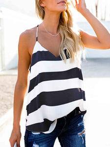 V-Neck Halter Striped Suspender Maternty Tops