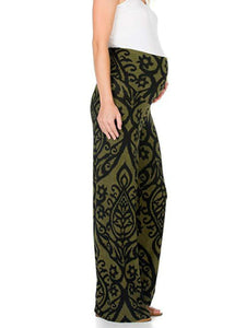 Bohemian Print Leopard Maternity Wide Leg Pants