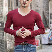Load image into Gallery viewer, Men&#39;s Long Sleeve V-Neck Pullover T-Shirt
