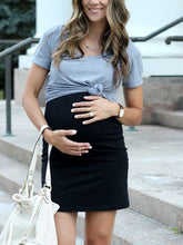 Load image into Gallery viewer, Color Block Short Sleeve Hip Maternity Dress
