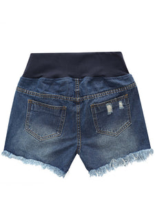 Maternity Seamless Slim Denim Shorts