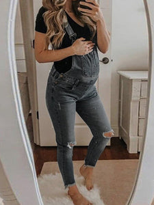 Maternity Denim Overalls European and American Fashion Pocket Cropped Jeans