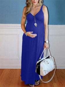 Maternity Long Solid Knit Dress