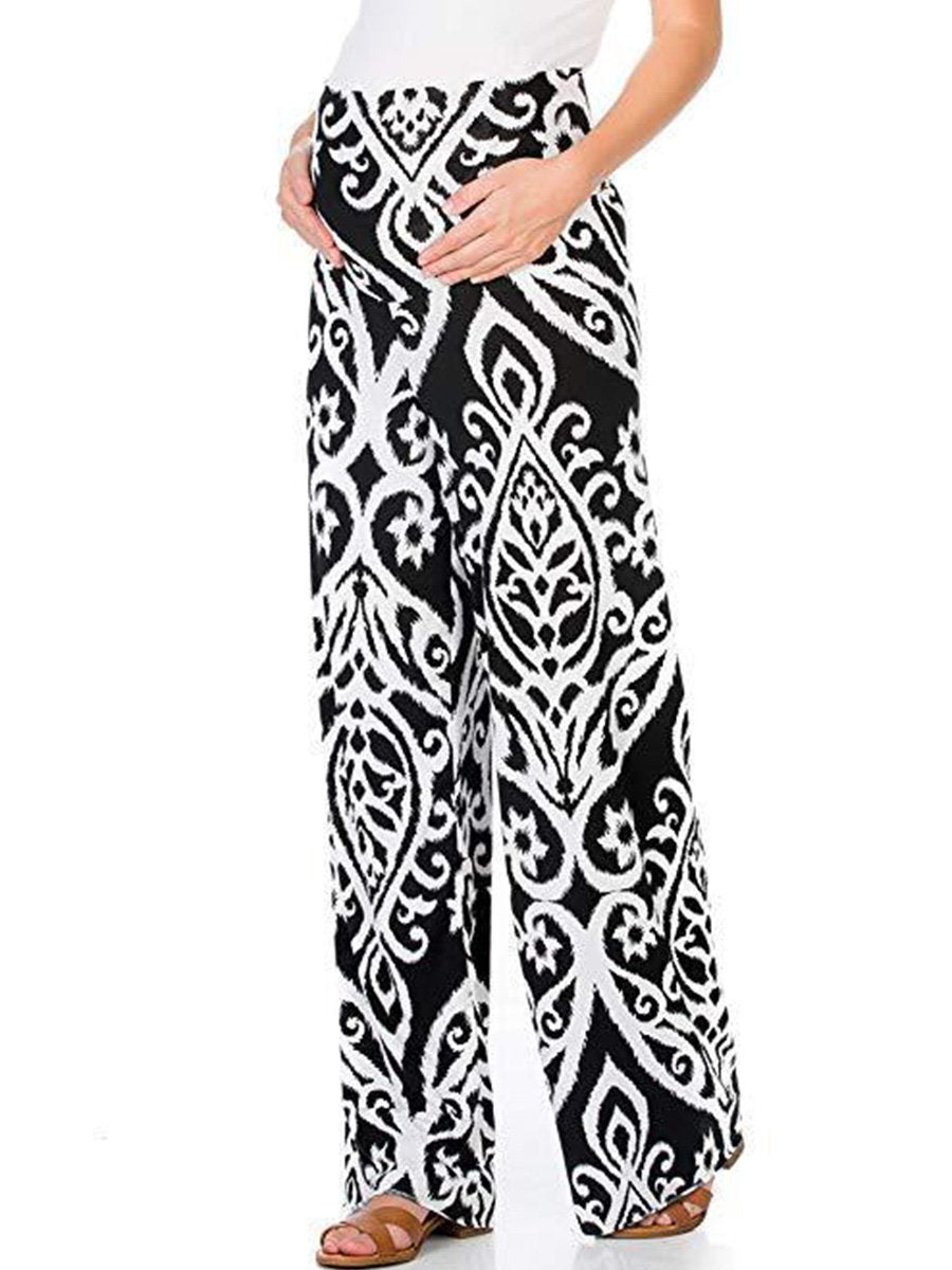 Bohemian Print Leopard Maternity Wide Leg Pants