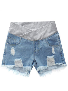 Maternity Seamless Slim Denim Shorts